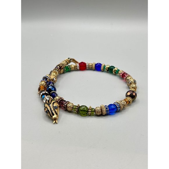 Snake Necklace Memory Wire Signed SWEET ROMANCE Beaded Serpent Choker One Size - Picture 7 of 12